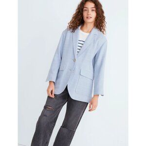 NWT Madewell Larsen Windowpane Oversized Blazer Dusty Blue
